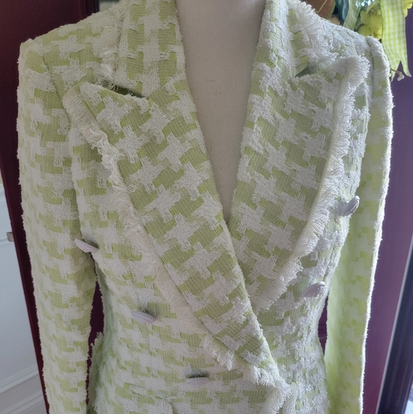 NWOT!! Tassel Fringed Houndstooth Blends Tweed Blazer - Picture 12 of 12